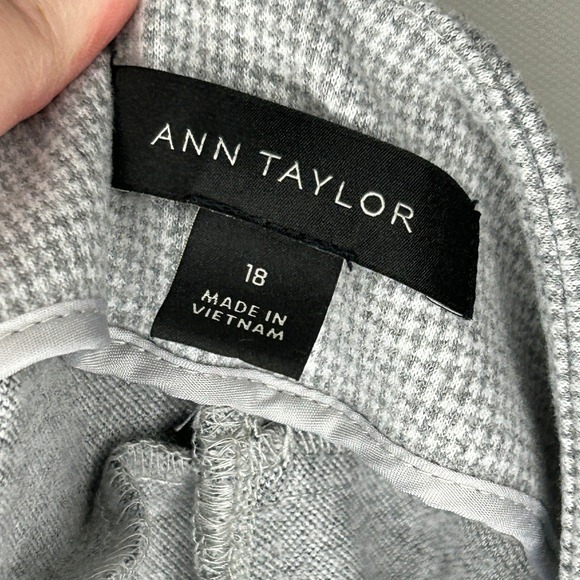 ANN TAYLOR Gray White Houndstooth Wide Leg Trouser Pants Women Plus 18 Career - Picture 6 of 9